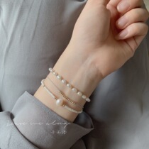 Explosive fairy grandmother gray natural freshwater pearl bracelet American 14k non-fading washable rice beads jewelry gift