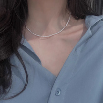 Natural mini little pearl necklace female baby beads vintage fashion stack wearing bright ins French gift choker