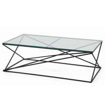 Simple modern Nordic office coffee table tempered glass coffee table Iron office sofa coffee table