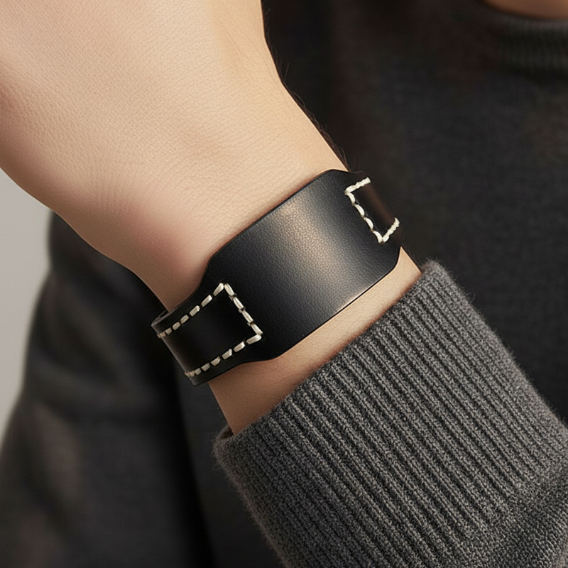 Rock, Hip-Hop, Punk, Simple and Fashionable Black First-Layer Leather Bracelet for Men and Women, Magnetic Buckle Bracelet, Trendy and Versatile, Retro Rock, Hip-Hop, Punk, Simple and Fashionable Black First-Layer Leather Bracelet for Men and Women, Magnetic Buckle Bracelet, Trendy and Versatile, Retro