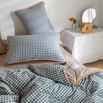 Retro - blue plate color woven cotton four - piece grid insertion line is set 2m bed of literary and art brush