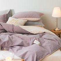 Purple purple thickened cotton four - piece set of autumn and winter double is a simple puzzle bed 1 5m bed
