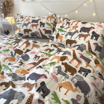 Mysterious migration tropical animal printed cotton four-piece single quilt cover childrens room modern style cotton bedding