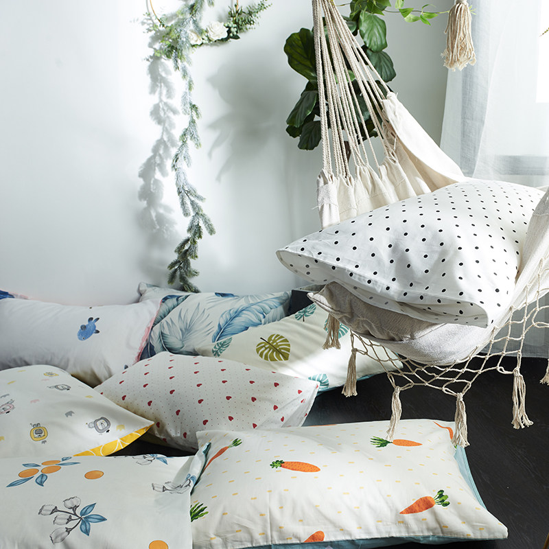 Nordic Wind Ins full cotton pillowcase minimalist pillow headgear 48x74cm Single pillow with short pillows pillow leather pure cotton 2 only