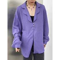 Competition small lazy shirt female design feeling many purple vintage Hong Kong taste long sleeves loose chic jacket white shirt jacket