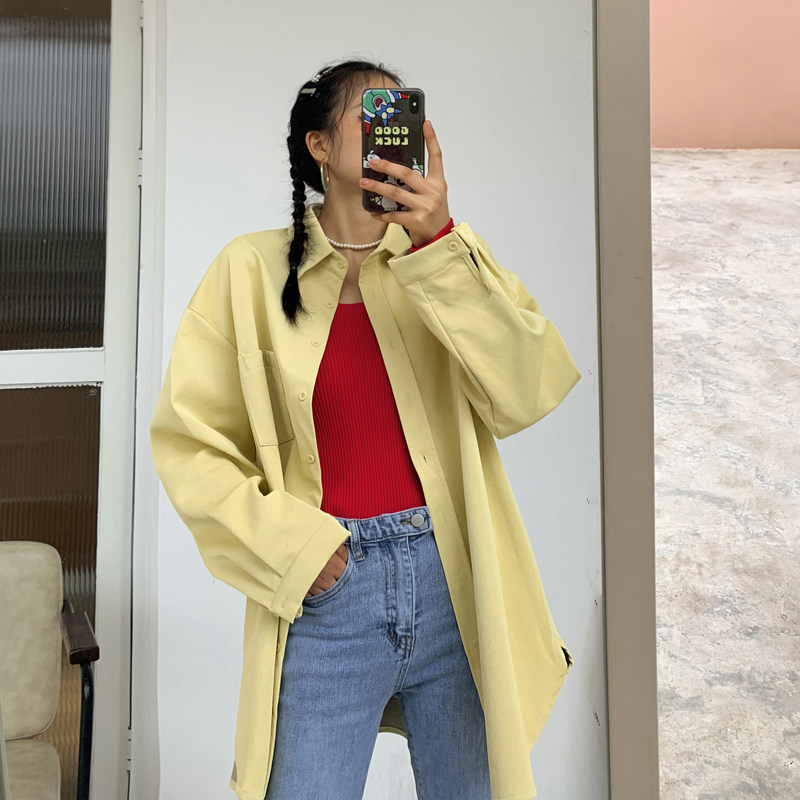 Sai Xiao Lazy Han Edition BF medium - long sleeve PU coat female spring clothing 2022 new loose and loose tide