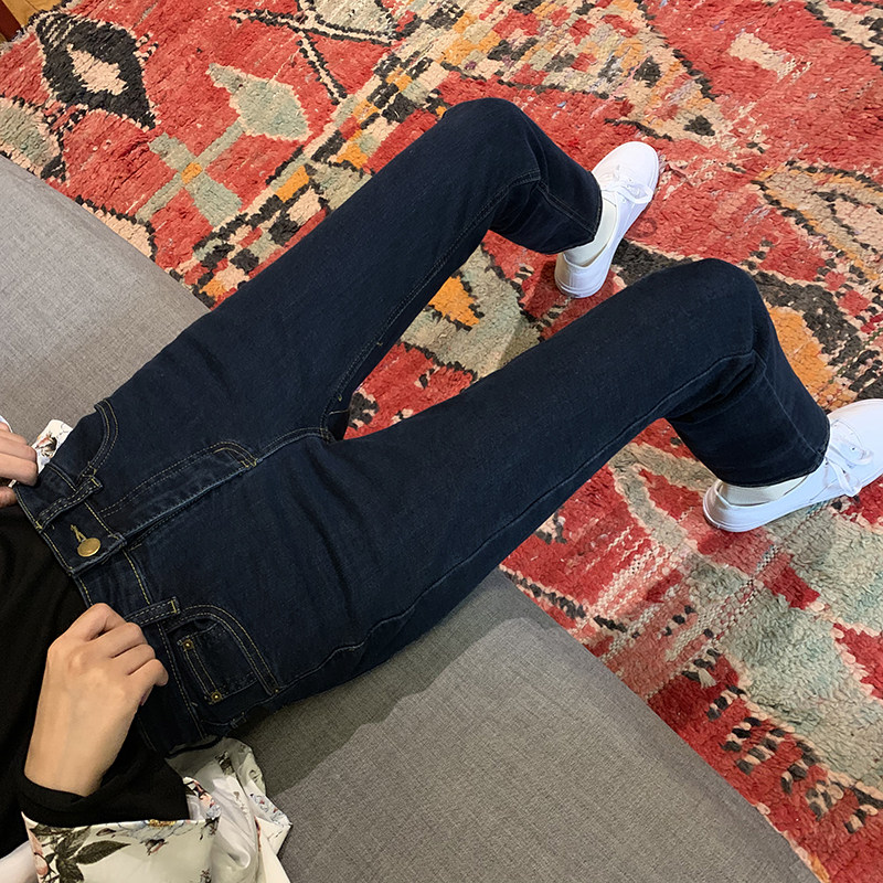 Sippy sloth dark blue retro high waist display slim straight cylinder jeans women 2022 spring new 100 lap dark pants