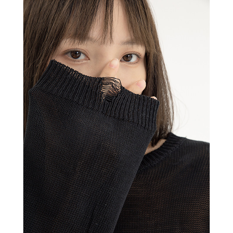 Race small sloth black needle weasel-shirt female spring autumn round collar thin fur coat jacket loose short and long sleeve early autumn blouses