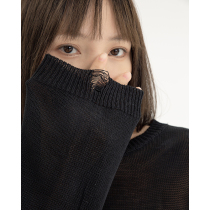 Race small sloth black needle weasel-shirt female spring autumn round collar thin fur coat jacket loose short and long sleeve early autumn blouses