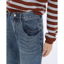 Race small lazy blue Broken Cave Jeans Woman Spring Autumn High Waist Loose Design Sensation Crowd High Street Straight Down Pants Tide