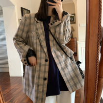 Sai small lazy long sleeve plaid small suit jacket women Korean version of loose spring 2020 new all-around slim suit tide