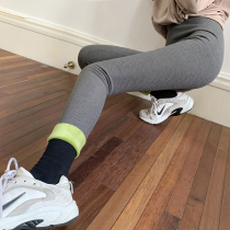 Sai small lazy wear black high waist thick leggings women spring and autumn 2021 New Velvet Liquid tight pants tide