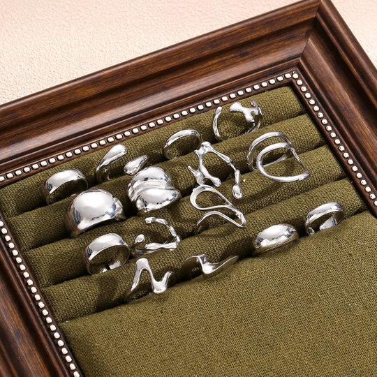 Ring Set of 15 Pieces Cross-Border Lava Smooth Surface Rings 15-Piece Set Irregular Women's Knuckle Rings