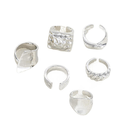 Ring Set 6-Piece Set Cross-Border Personality Exaggerated Irregular Water Drop Glossy Ring Set 6-Piece Set