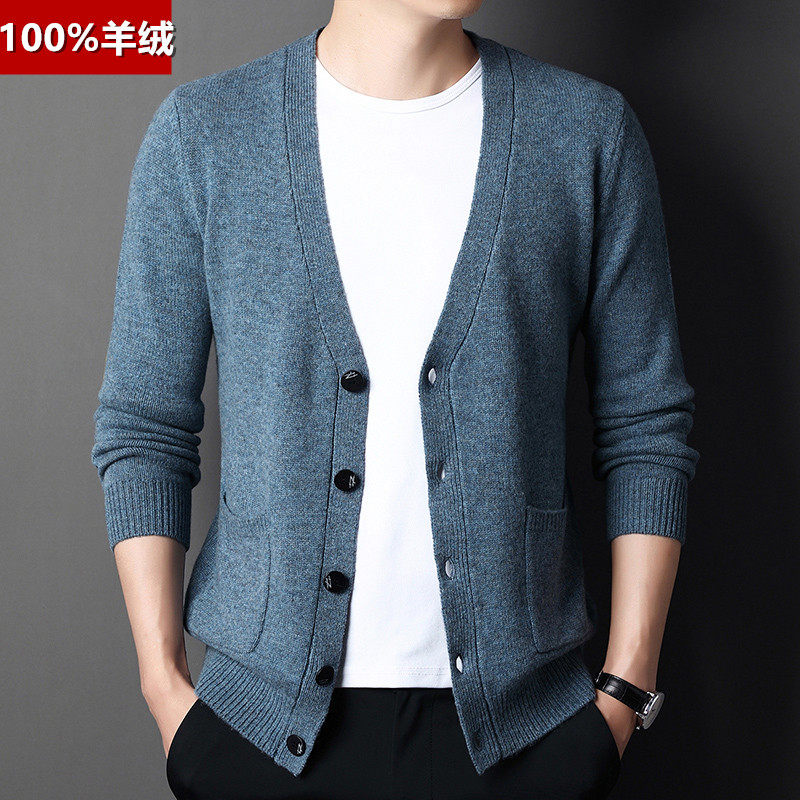 100 Pure Kashmir Wool Knitwear Sweatshirt Male Autumn Winter Middle-aged Sweater Sweatshirt Men Loose 100 Hitch Soft Glutinous Cashmere Coat