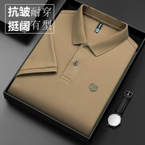 Silk cotton Polo shirt male sleeve spring and autumn Han edition of pure embroidery men casual cotton t shirt