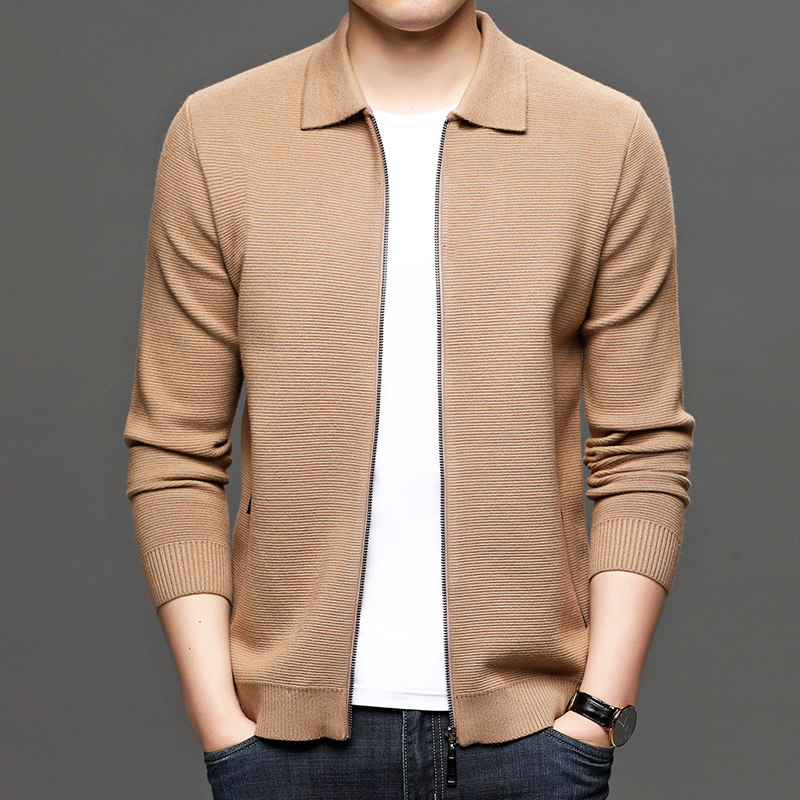 New brand wool knit cardiovert sweatshirt male coat fall thin jacket Jacket New outside wearing loose