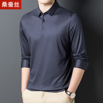 New Mens Thin Wind Sleeve T-shirt Men Business Silk Slide Polo Shirts and T-Men