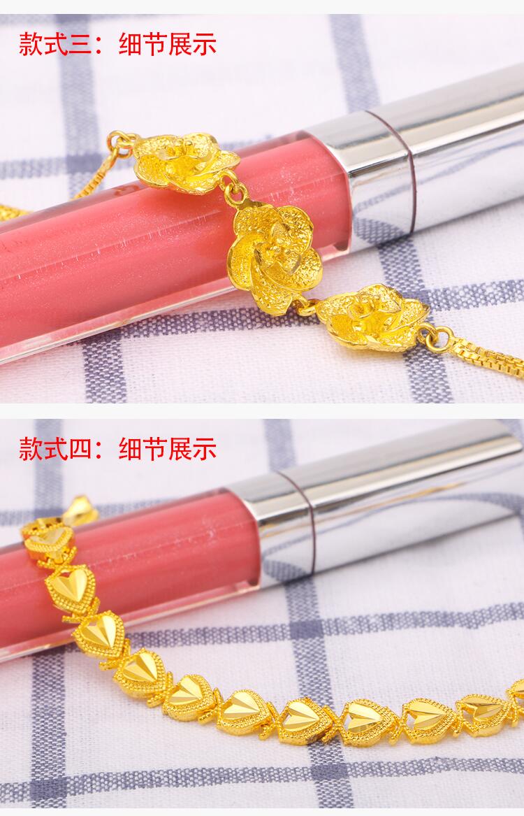 Vòng tay vàng dài phai vàng 18K nữ trang sức vòng tay chính hãng 999 mô phỏng Việt Nam cát vàng mạ vàng - Vòng đeo tay Cuff vòng tay bạc nam