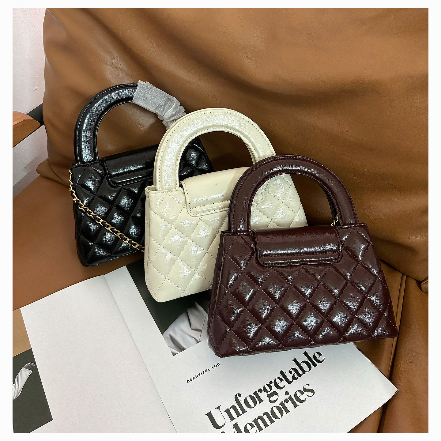 Рекомендуемые дизайнером модели｜25c маленькая ароматическая сумка kelly bag leather nano bag сумка на цепочке в виде ромба портативная сумка-мессенджер