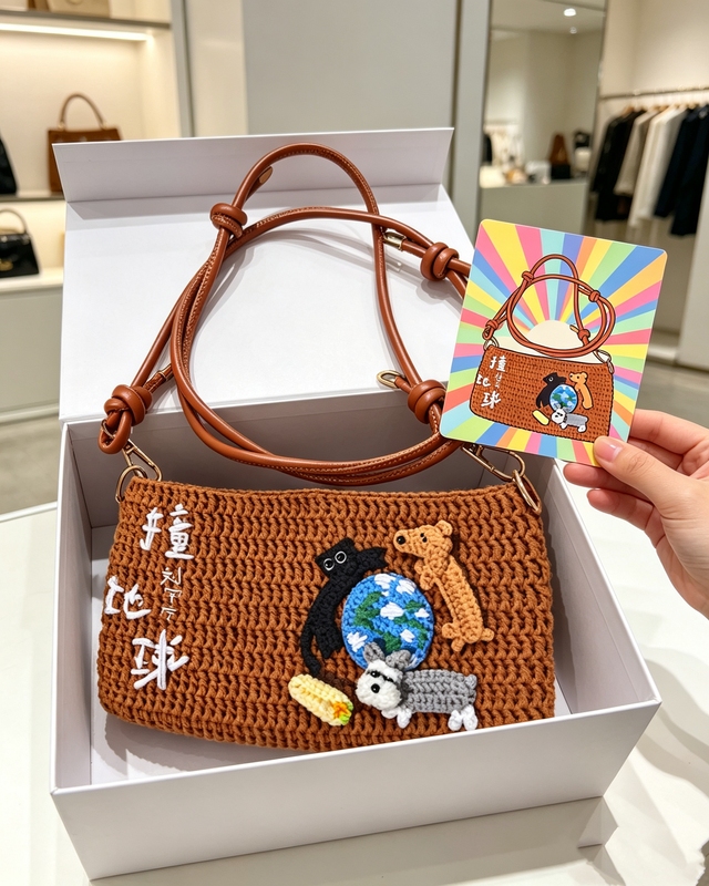 [Finished Product] Crocheted Liu Yuning Merchandise, Earth-Toned Bag, Crocheted Bag, Bag Strap with Adjustable Length