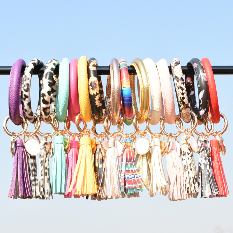 Cross-Border Popular Pu Bracelet Keychain Tassel Pendant Keychain Bracelet Key Ring Cross-Border Popular Pu Bracelet Keychain Tassel Pendant Keychain Bracelet Key Ring