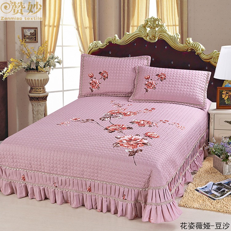 Ca ngợi chăn ga gối gia đình ba mảnh sang trọng châu Âu quilting Hàn Quốc in Hàn Quốc chăn bông bốn mùa giặt chăn trải giường