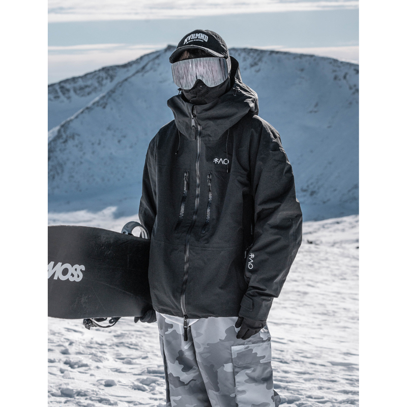 Snowproof Black 3L Waterproof, Windproof, and Wear-Resistant Ski Jacket with Full Taped Seams, Oversized Snowboard Jacket with Fleece Lining