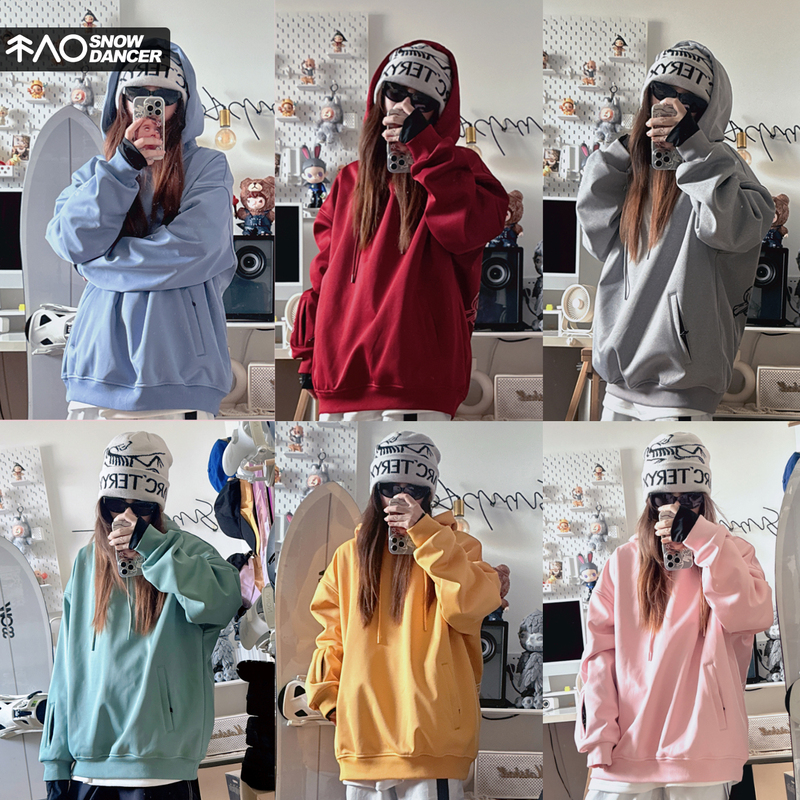 Snowproof Hooded Snowboarding Waterproof Oversized Loose Fleece-Lined Breathable Unisex Indoor Skiing Sweatshirt