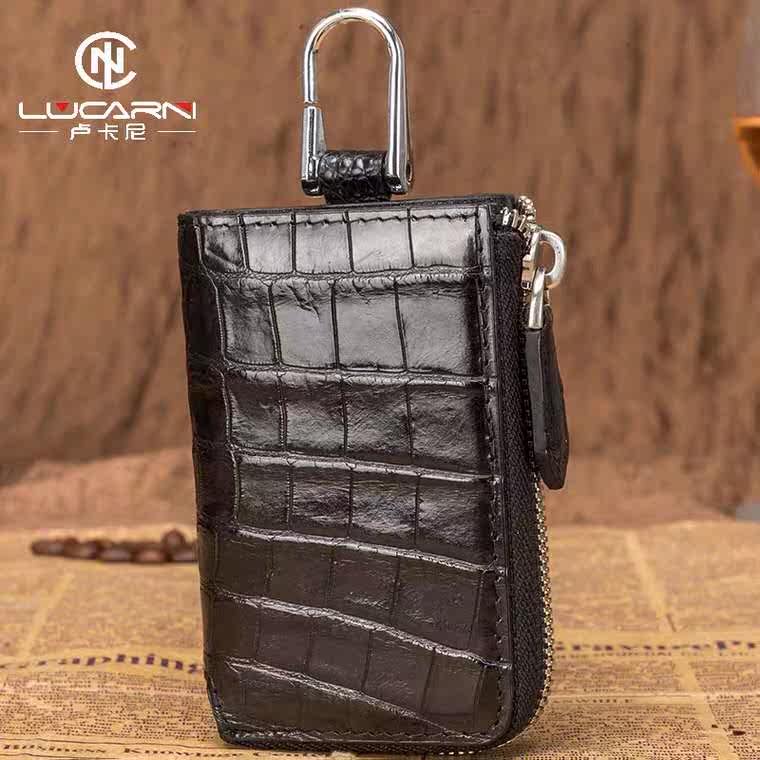 Crocodile leather key bag men's multi-functional large-capacity home simple leather waist pad lock key bag key set keychain