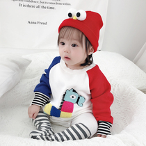 ins2021 winter infant three-dimensional cartoon plus velvet warm jumpsuit men and women baby bag fart