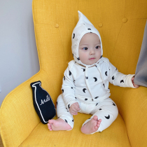 ins 22 spring and autumn Han baby air printing pajamas home dress three - piece set of male and female baby long sleeve suit