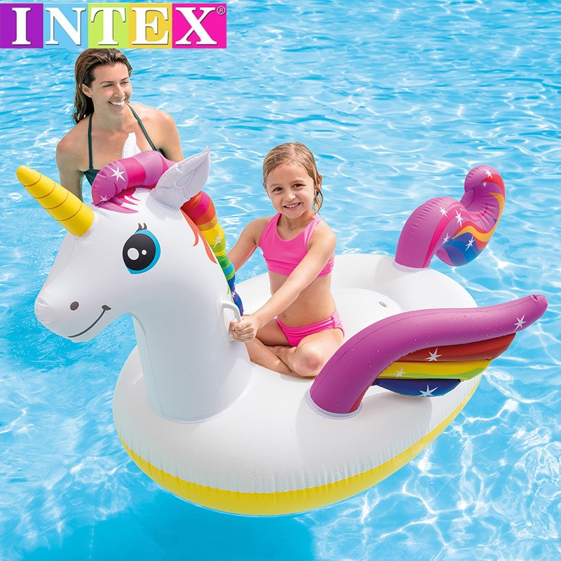 INTEX floating bed inflatable biking water toy Children adult play water equipped swimming ring new thickened floating platoon