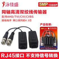 Coaxial video transmitter BNC to RJ45 network port connection passive monitoring dedicated twisted pair video balun