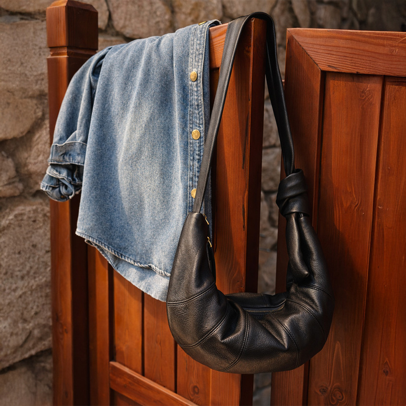 Ice Language 2026 Classic New Product Niche Design Croissant Bag Genuine Leather Simple and Stylish Crossbody Bag