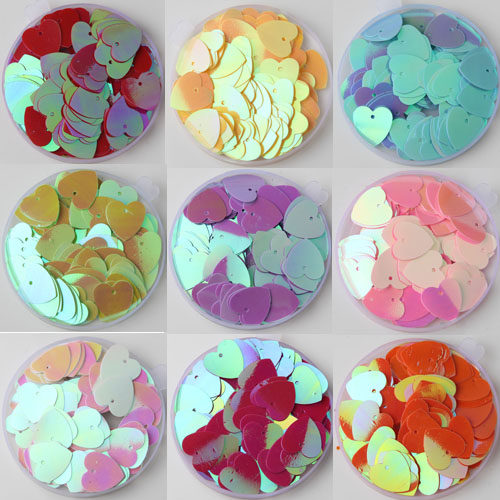DIY handmade sequins 17mm peach heart single hole sequins plated color peach heart sequins belly dance clothing material
