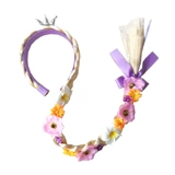 Детский парик с косичкой, ободок для принцессы, аксессуар для волос, в цветочек