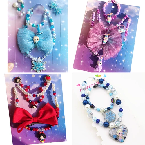 Детская пони для принцессы, ожерелье и браслет из жемчуга, детское кольцо, аксессуар, подарок на день рождения