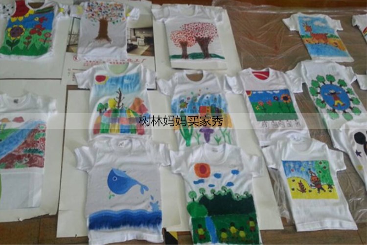 Trẻ em Trống T-Shirt Cha Mẹ Và con Tinh Khiết Bông Trắng T-Shirt Ngắn Tay Áo Trắng Áo Sơ Mi Quảng Cáo Tay Tranh Graffiti 180 gam áo thun bé gái xuất khẩu