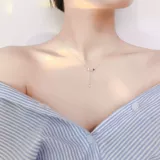 Ожерелье, подвеска с цирконом с кисточками, короткая цепочка до ключиц, серебро 925 пробы, женский стиль, простой и элегантный дизайн, популярно в интернете