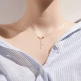 Ожерелье, подвеска с цирконом с кисточками, короткая цепочка до ключиц, серебро 925 пробы, женский стиль, простой и элегантный дизайн, популярно в интернете