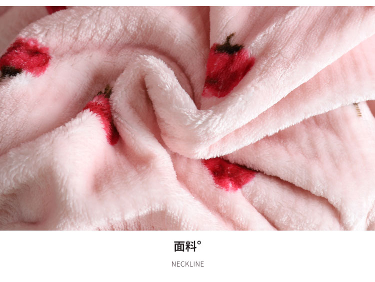 # 草莓 控 # Công chúa dễ thương gió flannel váy ngủ nữ mùa thu và mùa đông ren mỏng phần lông cừu san hô váy ngủ nữ đầm cho người trung niên