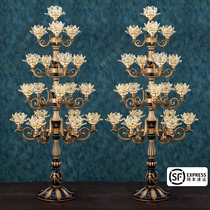 Led glazed Crystal Lotus lamp landing temple home Buddha for plug-in colorful Buddha Hall Guanyin Buddha front lotus lamp