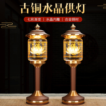 Buddha front crystal lotus lanterns Buddha lights home finance lights a pair of plug-in led colorful Guanyin for the long light