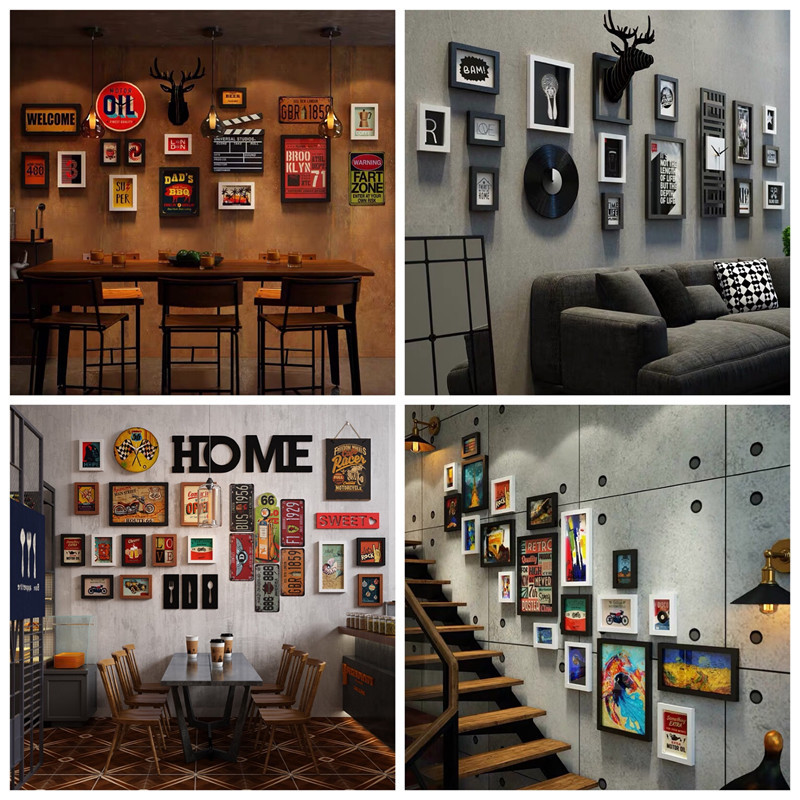 Decorative Paintings for Casual Bars, Hot Pot Restaurants, Men's Clothing Stores, Restaurant Wall Hangings, Personalized Barber Shop Background Walls, Vintage Picture Frames