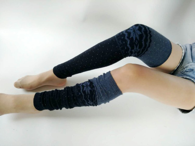 Mùa xuân và mùa thu Thin cashmere Kneepad Ấm chân len Che xà cạp dài Vớ đầu gối Bông tuyết Chân dài che tất trẻ em