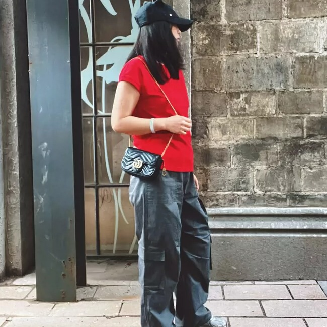 Boboluna Women's Summer Basic Style Comfortable Slimming Look Retro Red Pure Color Casual Round Neck Raglan Short-Sleeved T-Shirt