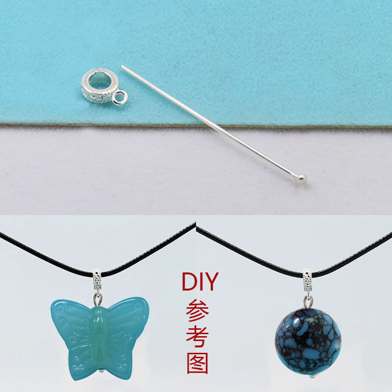 925 Silver Green Pine Amber Leopard Straight Hole Wearing Heart Pendant Buckle Universal Handmade Earrings Diy Accessories Pendant Snap