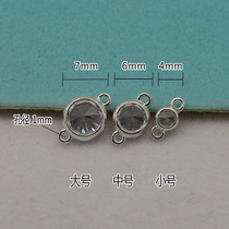 925 pure silver zircon with double hole connecting piece silver ladle stone earbuter pendant pendant pendant with hole drill link small pendant