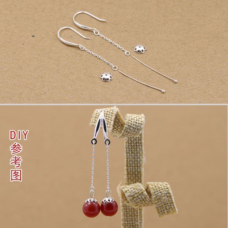 925 silver ear ring DIY handmade material silver ear hook pendant ear pendant earthen accessories individuality brief pure silver ear ornaments